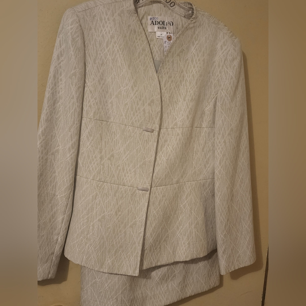 2pc Women's Green And White Skirt Suit